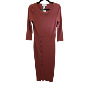 Women's Rust Button Accent Dress